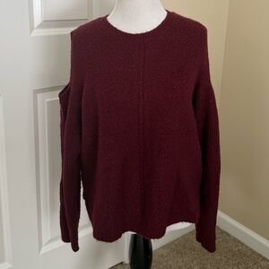 Forever 21 Burgundy Shoulder Cut Out Crew Neck Sweater